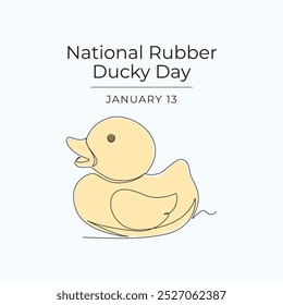 National rubber ducky day vector design template good for celebration usage. National rubber ducky day design. continuous line drawing. eps 10.