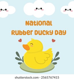 National rubber ducky day vector design. Suitable for flat design graphic illustration for social media ads, flyer design, flat illustration, banner, template, poster, etc