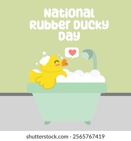 National rubber ducky day vector design. Suitable for flat design graphic illustration for social media ads, flyer design, flat illustration, banner, template, poster, etc