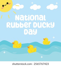 National rubber ducky day vector design. Suitable for flat design graphic illustration for social media ads, flyer design, flat illustration, banner, template, poster, etc