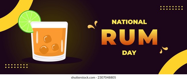 National Rum Day on 16 August Banner Background. Horizontal Banner Template Design. Vector Illustration