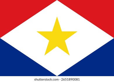 Bandeira nacional Saba. Bandeira alta e detalhada de Saba. América. Ilustração em 3D.