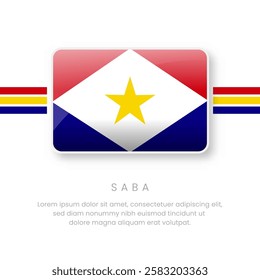 National Saba Flag.Vector Saba Button Flag. Realistic National Flag Design and Vector Template.