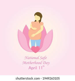 National Safe Motherhood Day Awareness with pregnant mother in pink background