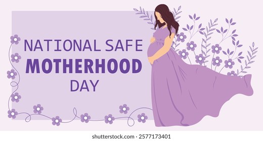 National Safe Motherhood Day on April 1 Illustration with pregnant Mother. Vector illustration for Web Banner or Landing Page in Flat Cartoon Hand Drawn Templates