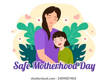 National Safe Motherhood Day Vector Illustration on 11 April with Pregnant Mother and Kids for the Healthcare of Women and Maternity Facilities
