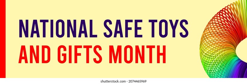 National Safe Toys And Gifts Month. Vector Illustration On Yellow Background