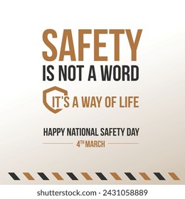 National Safety Day Typography Vector Design Template