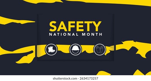 National Safety Month. Awareness creation event in June. Yellow themed. Vector eps10 poster, banner.
