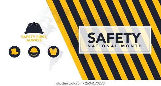 National Safety Month. Awareness creation event in June. Yellow themed. Vector eps10 poster, banner.
