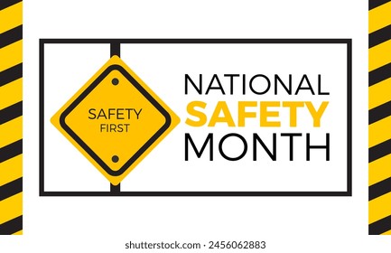 National Safety Month emergency awareness vector illustration. Accident safety prevention vector template for banner, card, background.