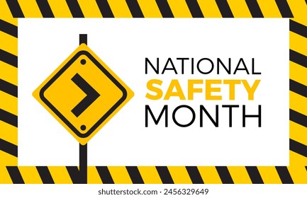 National Safety Month emergency awareness vector illustration. Accident safety prevention vector template for banner, card, background.