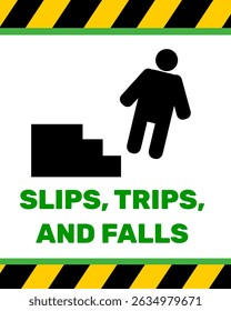National Safety Month poster illustration. Slips, Trips, Falls graphic resources for event or activity . Can use for social media, web, poster template or print purpose