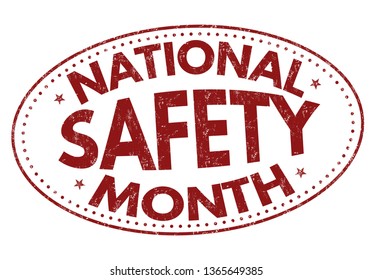 National safety month sign or stamp on white background, vector illustration