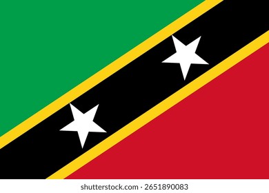 Bandeira nacional de São Cristóvão e Névis. Bandeira de São Cristóvão e Neves. América do Norte. Ilustração em 3D.