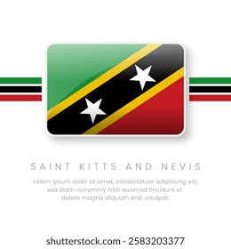 National Saint Kitts and Nevis Flag.Vector Saint Kitts and Nevis Button Flag. Realistic National Flag Design and Vector Template.