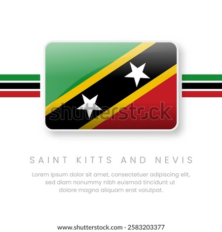 National Saint Kitts and Nevis Flag.Vector Saint Kitts and Nevis Button Flag. Realistic National Flag Design and Vector Template.