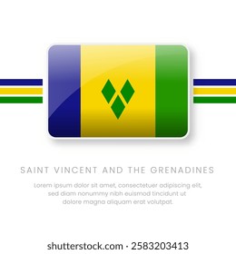 National Saint Vincent and the Grenadines Flag. Vector Saint Vincent and the Grenadine Button Flag. Realistic National Flag Design and Vector Template.