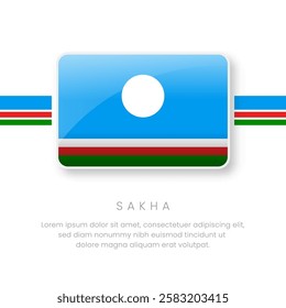 National Sakha Flag.Vector Sakha Button Flag. Realistic National Flag Design and Vector Template.