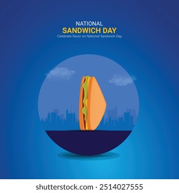 National Sandwich Day, Sandwich Day Creative für Social Media Post. 3D-Darstellung.