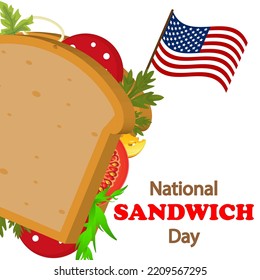 National Sandwich Day, Vector Art Illustration.