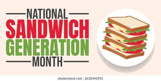 Modelo de plano de fundo National Sandwich Generation Month. Luz brilhando na geração do sanduíche