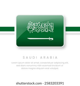 National Saudi Arabia Flag.Vector Saudi Arabia Button Flag. Realistic National Flag Design and Vector Template.