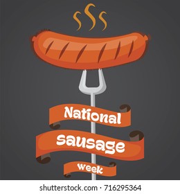 National sausage week. Fork and sausage conceptual illustration vector.