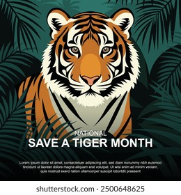 National Save a Tiger Month background. Vector illustration.