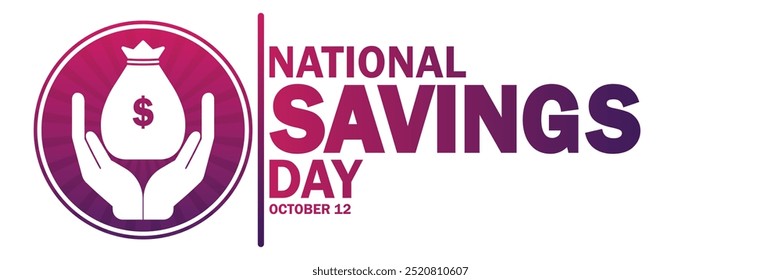 National Savings Day. October 12.  Suitable for greeting card, poster and banner. Vector illustration.