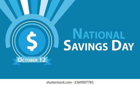 National Savings Day vector banner design with geometric shapes and vibrant colors on a horizontal background. Happy National Savings Day modern minimal poster.