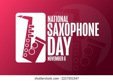 Nationalfeiertag Saxophon. November 6. Urlaubskonzept. Vorlage für Hintergrund, Banner, Karte, Poster mit Texteinschrift. Vektorgrafik EPS10