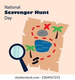 National Scavenger Hunt Day with map and searching lens and bold text