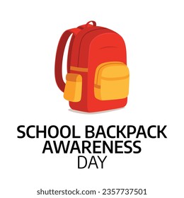 For National School Backpack Awareness Day celebrations, use this vector illustration of the day. Flyer design, flat illustration, and flat design.