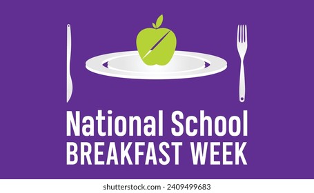 National School breakfast Week is observed every year in March. Holiday, poster, card and background vector illustration design.