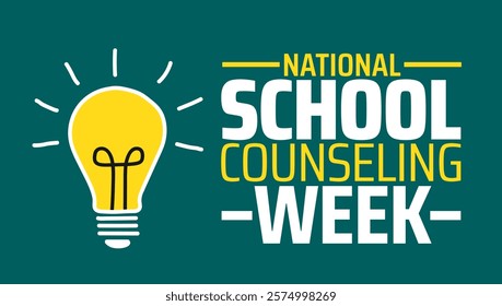 National School Counseling Week background banner or poster design template. observed every year in February. Holiday concept. Use to any Template, card, poster, placard, template.