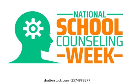 National School Counseling Week background banner or poster design template. observed every year in February. Holiday concept. Use to any Template, card, poster, placard, template.