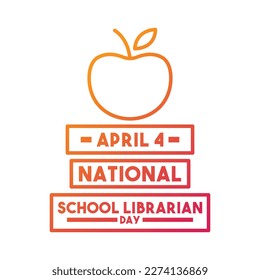 National School Librarian Day. April 4. Gradient design vector on white background. Poster, banner, card, background. Eps 10.