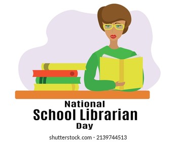 National School Librarian Day, Idea For Poster, Banner, Flyer, Card Design Vector Illustration