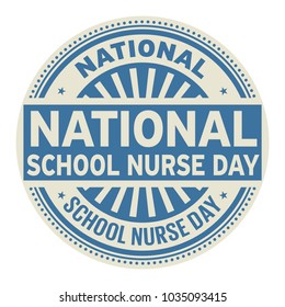 National School Nurse Day, Rubber Stamp, Vector Illustration