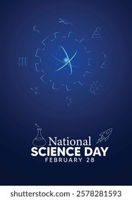 National Science Day 28 February vector outline icon vector poster