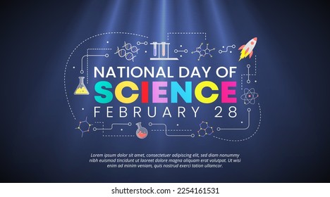 National Science day background with colorful science typography