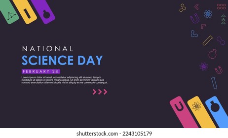 National science day background vector flat style. Suitable for poster, cover, web, social media banner.