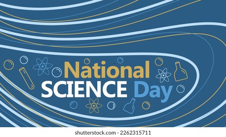 National Science Day banner vector design celebrated on February every year. Background illustration with geometric shapes and vibrant colors celebrating National Science Day.
