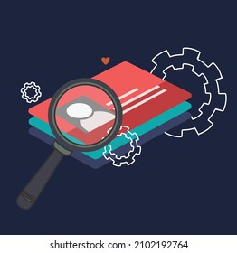 National Science day, business card with zoom mirror icons