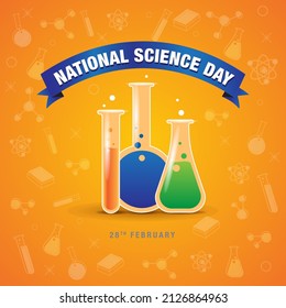  National Science Day is celebrated to commemorate discovery of the 'Raman Effect', Science Day. illustration of banner, header, poster for Scientific laboratory in flat line style