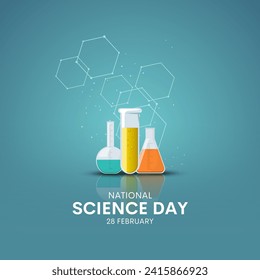 National Science Day is celebrated on 28th February. Vector illustration of banner, header, poster for Scientific laboratory in flat line style