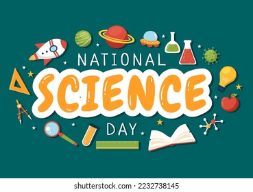 National Science Day February 28 Related to Chemical Liquid, Scientific, Medical and Research in Flat Cartoon Hand Drawn Templates Illustration