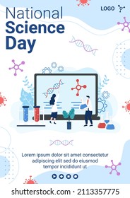National Science Day Flyer Template Flat Design Illustration Editable of Square Background Suitable for Social Media or Greeting Card