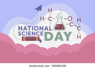 National Science Day with Science Formula Objects Vector Design can be used to represent National Science Day